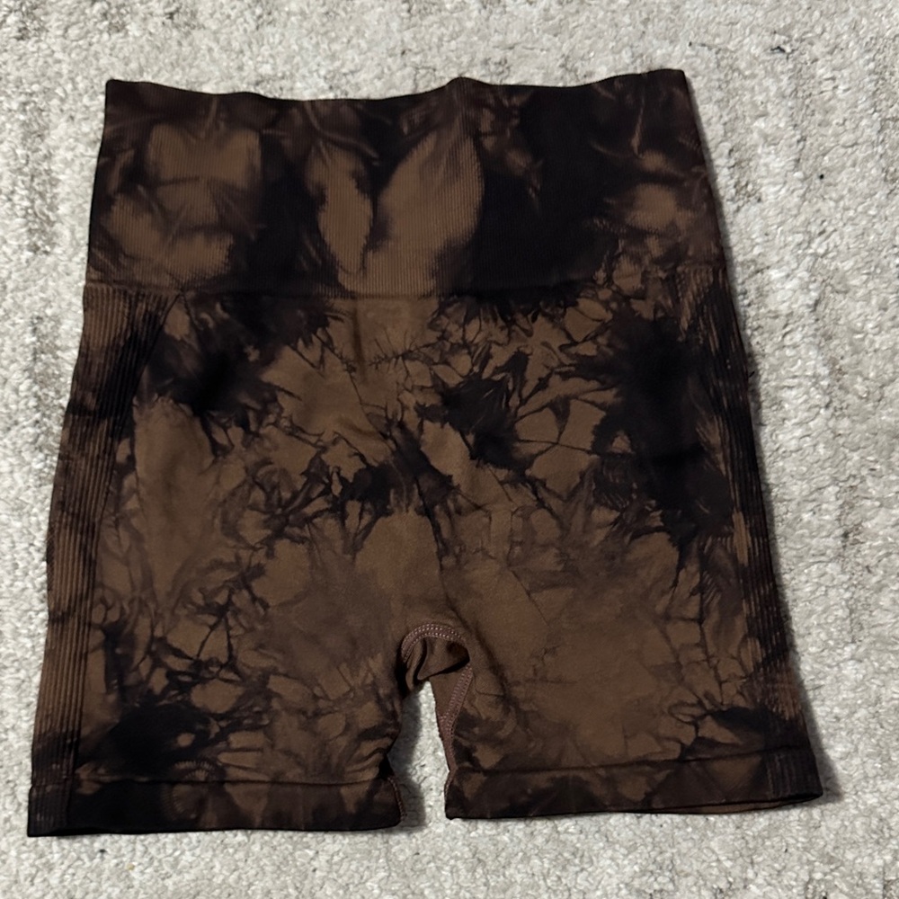 Shein Mocha Brown Tie Dye Gym Shorts